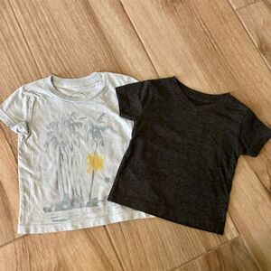 Peek Little Peanut Kids T-Shirt Bundle S Palm Tree Graphic & Black V-Neck Casual